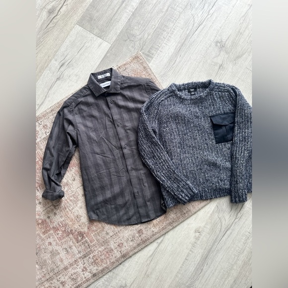 Dex Knit Sweater & Calvin Klein Ling Sleeve Dress Shirt (Bundle) Size 10 - Picture 1 of 9